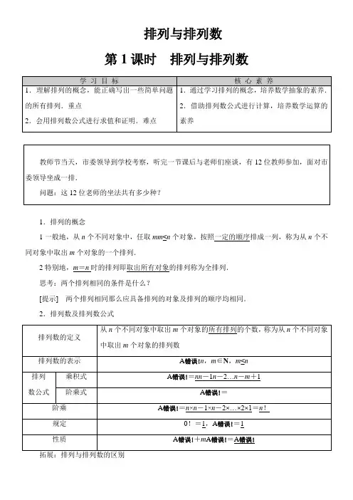 2022年教学教材《 排列与排列数 》优秀教案