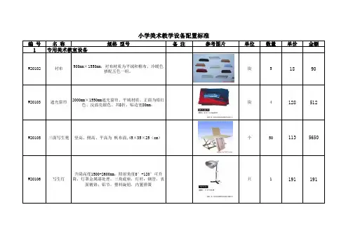 小学美术教学设备配置标准