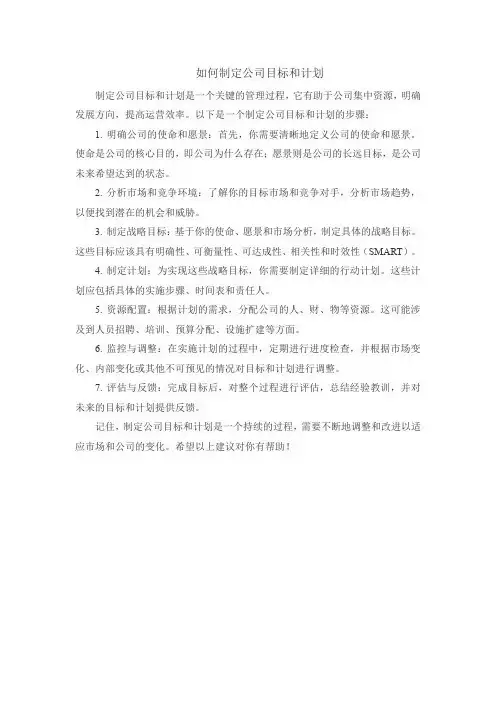 如何制定公司目标和计划