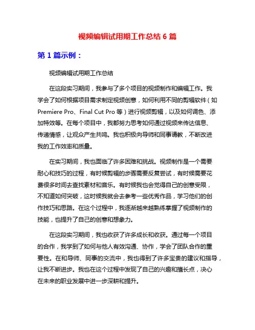 视频编辑试用期工作总结6篇