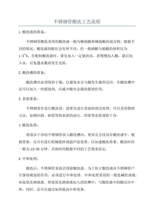不锈钢管酸洗工艺流程
