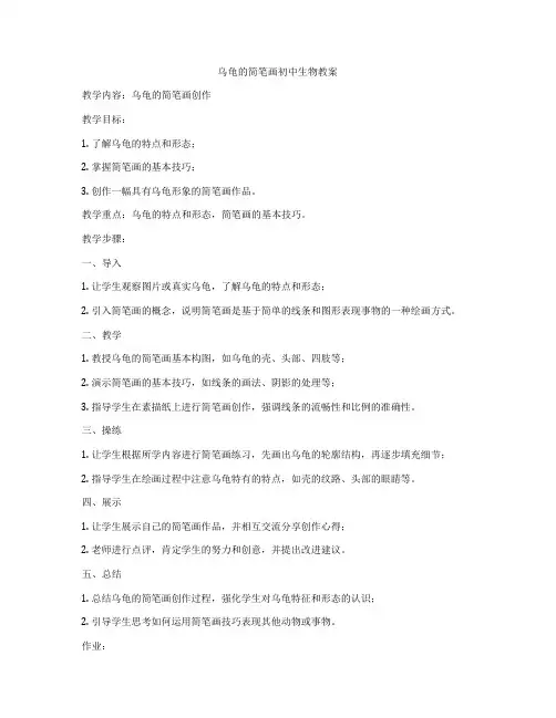乌龟的简笔画初中生物教案