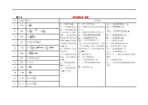 滴灌工程设计方案计算公式汇总