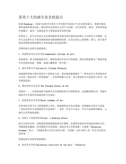 英美十大绘画专业名校盘点