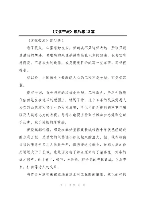 《文化苦旅》读后感12篇