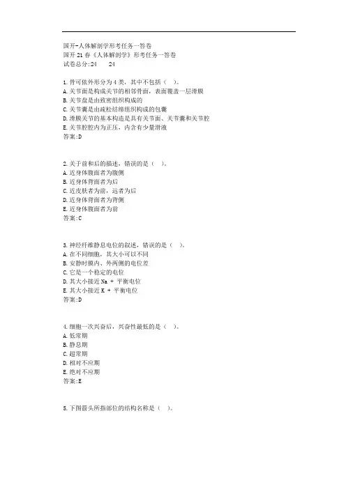 国开-人体解剖学形考任务一答卷
