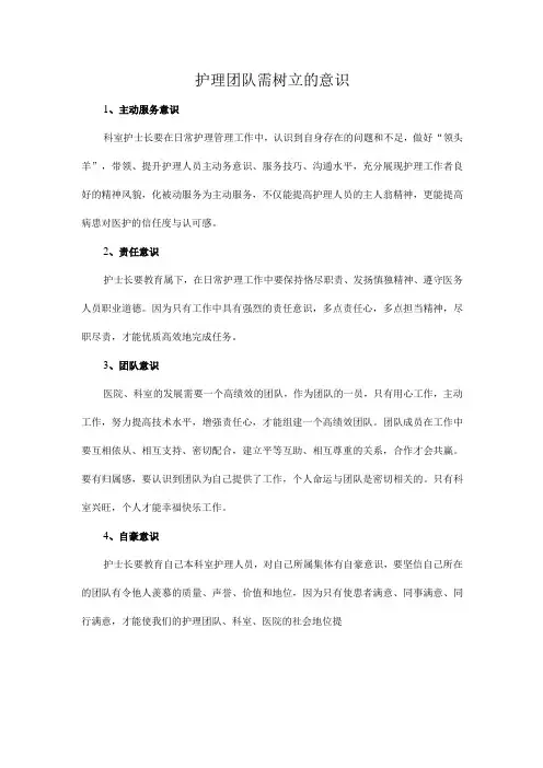 护理团队需树立的意识