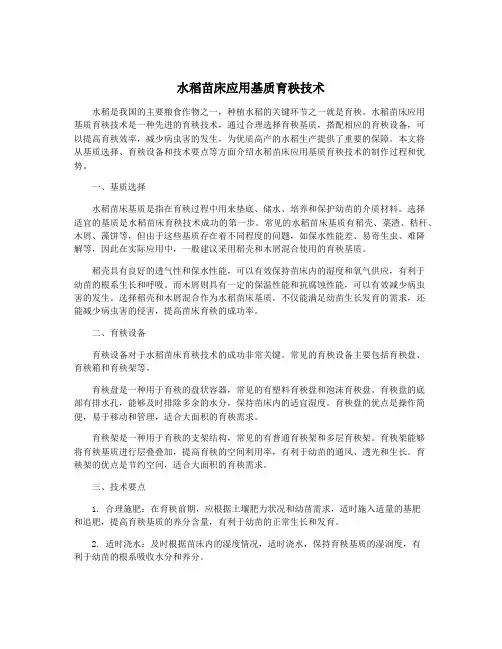 水稻苗床应用基质育秧技术