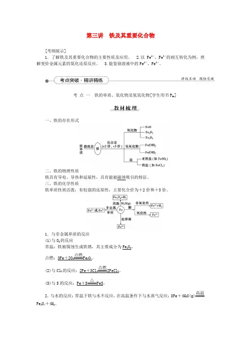 【优化方案】(教师用书)高考化学一轮复习 第三章 第三讲 铁及其重要化合物