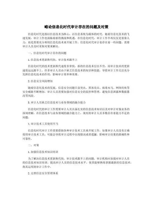 略论信息化时代审计存在的问题及对策