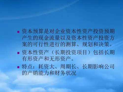 资本预算编制的基本原理