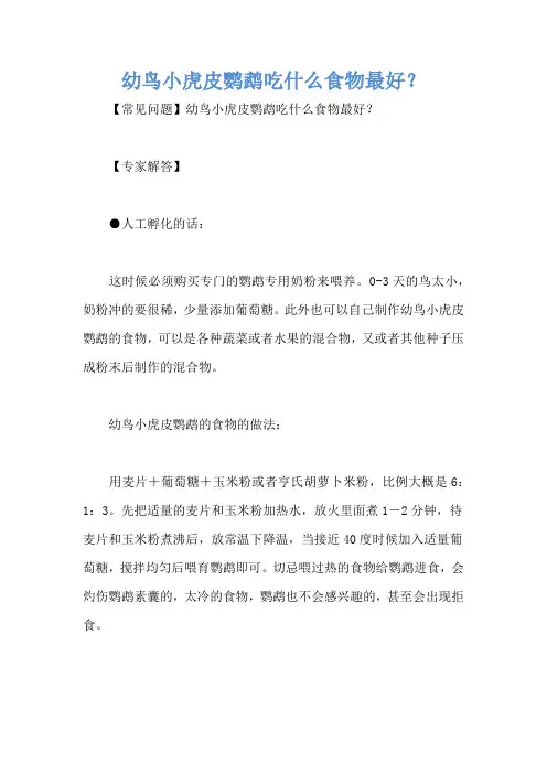 幼鸟小虎皮鹦鹉吃什么食物最好？
