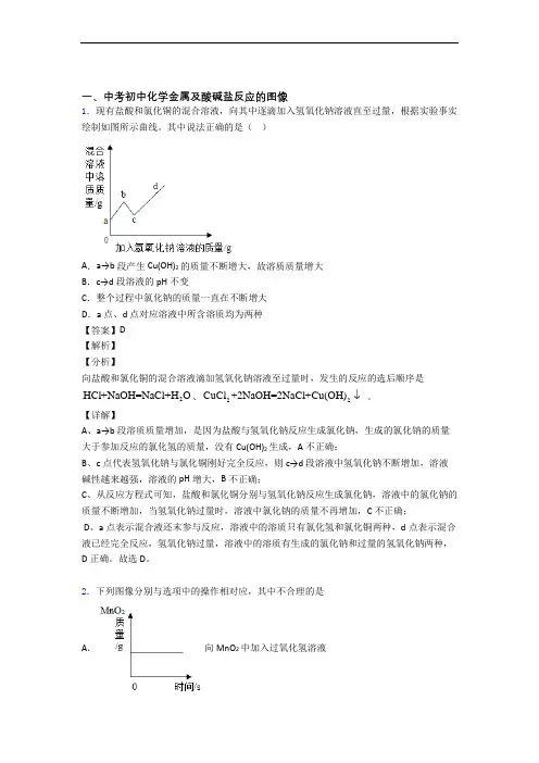 中考化学金属及酸碱盐反应的图像综合经典题及详细答案