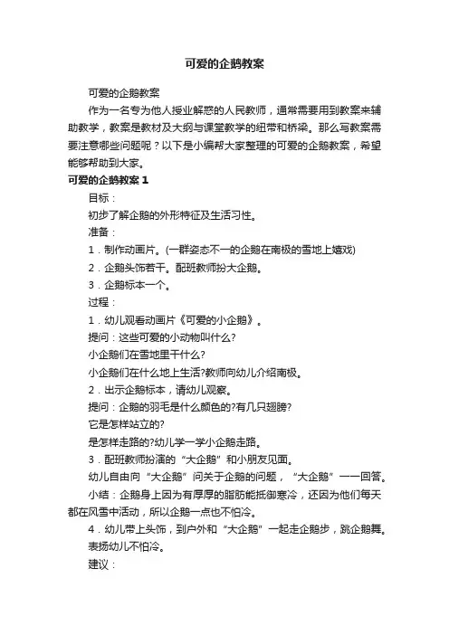 可爱的企鹅教案