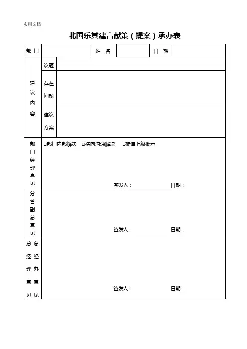 部门建言献策表格