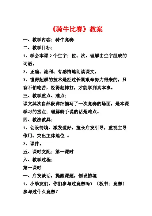 《骑牛比赛》教案1