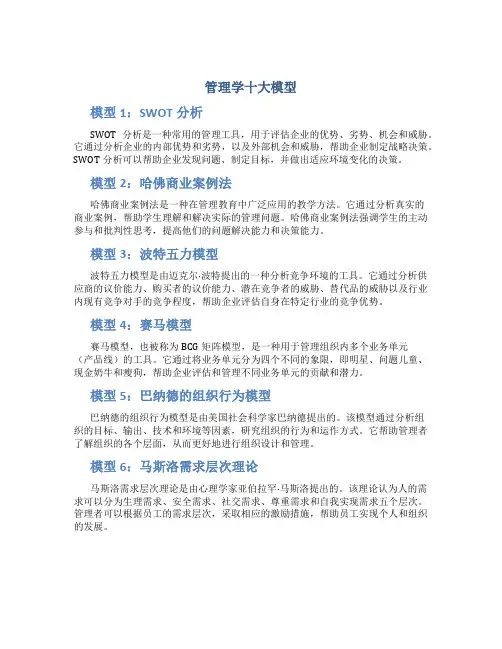管理学十大模型