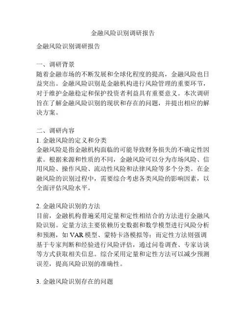 金融风险识别调研报告