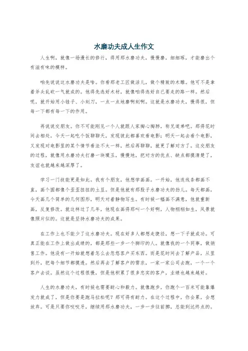 水磨功夫成人生作文