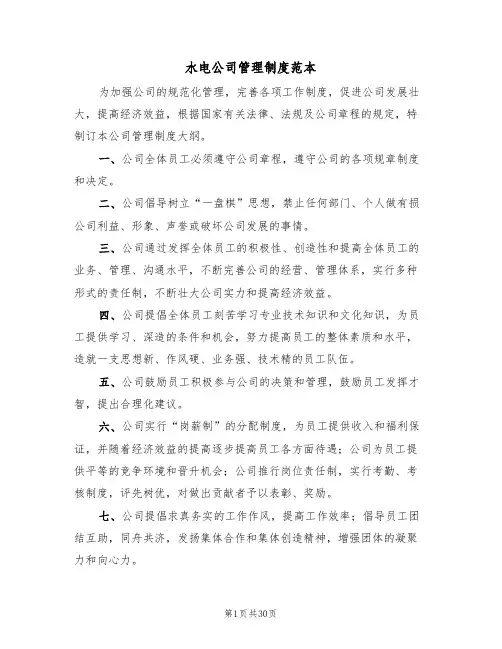 水电公司管理制度范本(5篇)