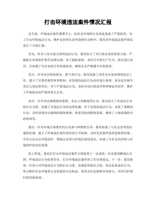 打击环境违法案件情况汇报