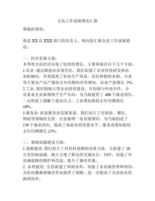 全县工作进展情况汇报