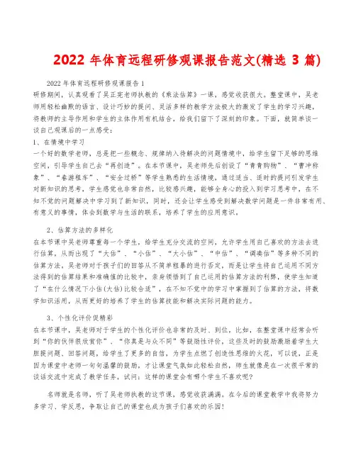 2022年体育远程研修观课报告范文(精选3篇)