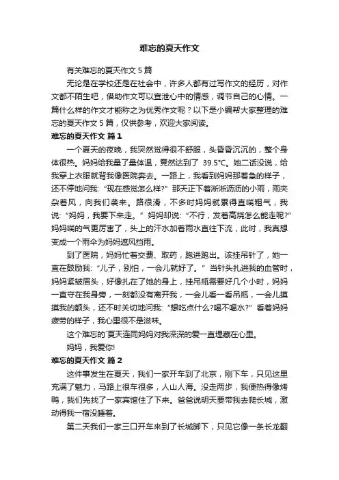 难忘的夏天作文