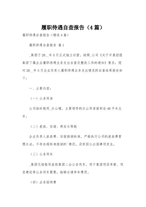 履职待遇自查报告(4篇)