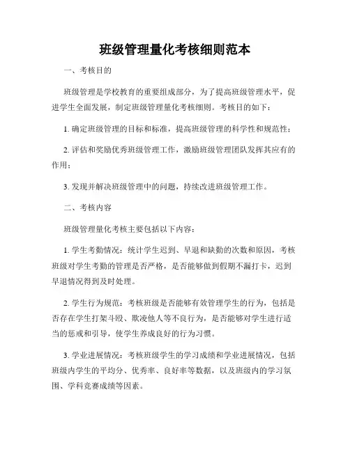 班级管理量化考核细则范本