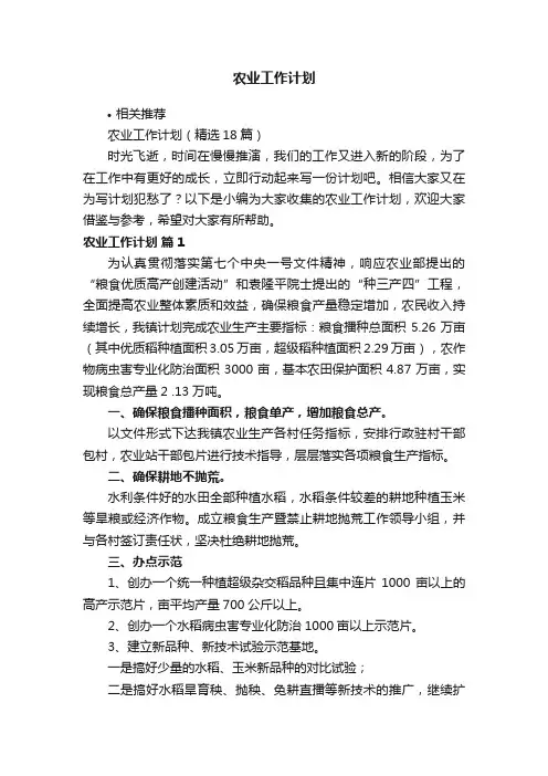 农业工作计划