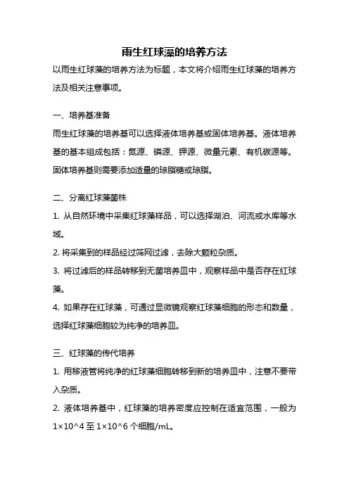雨生红球藻的培养方法