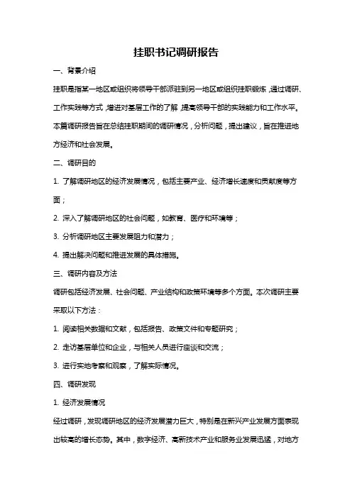 挂职书记调研报告
