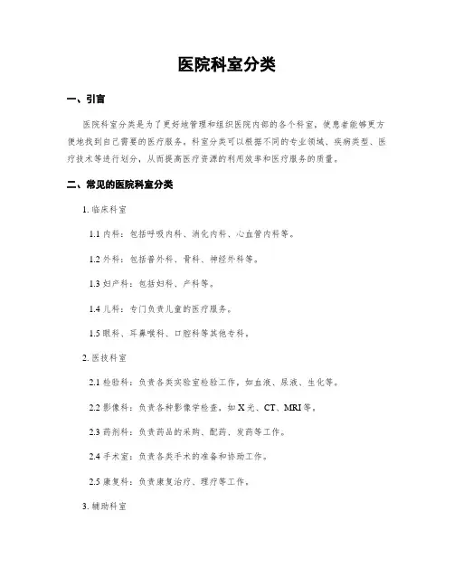 医院科室分类
