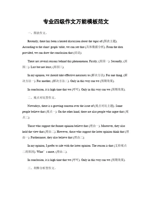 专业四级作文万能模板范文