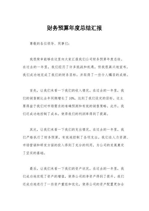 财务预算年度总结汇报