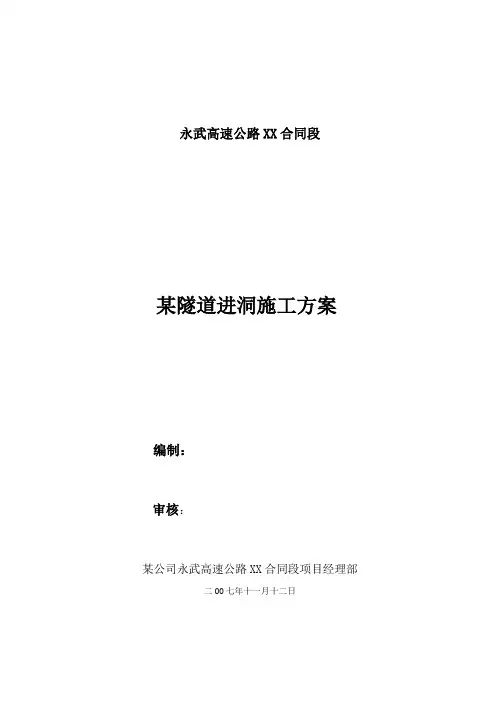 永武高速某隧道进洞施工方案