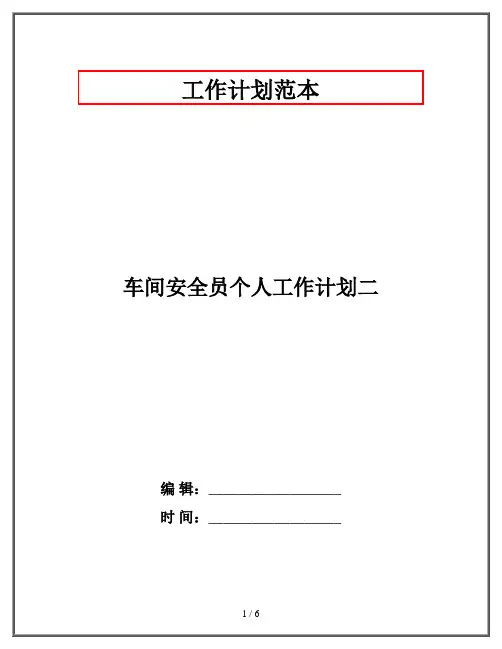 车间安全员个人工作计划二