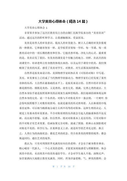 大学美育心得体会(精选14篇)