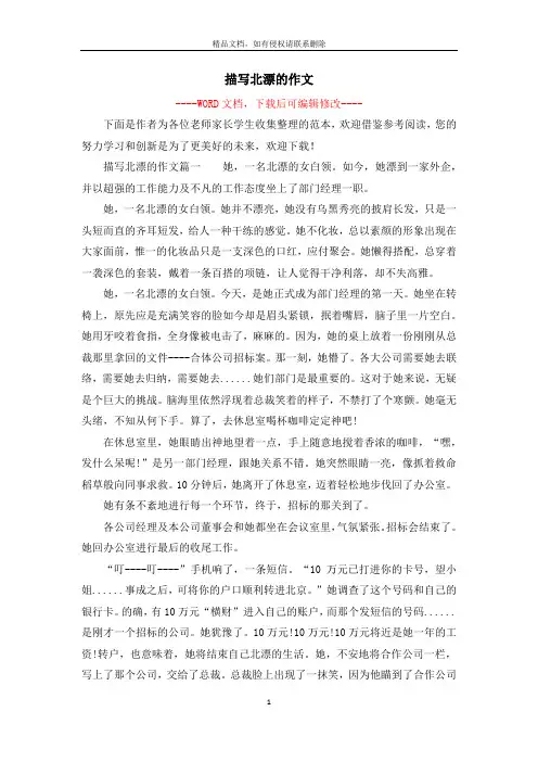 描写北漂的作文