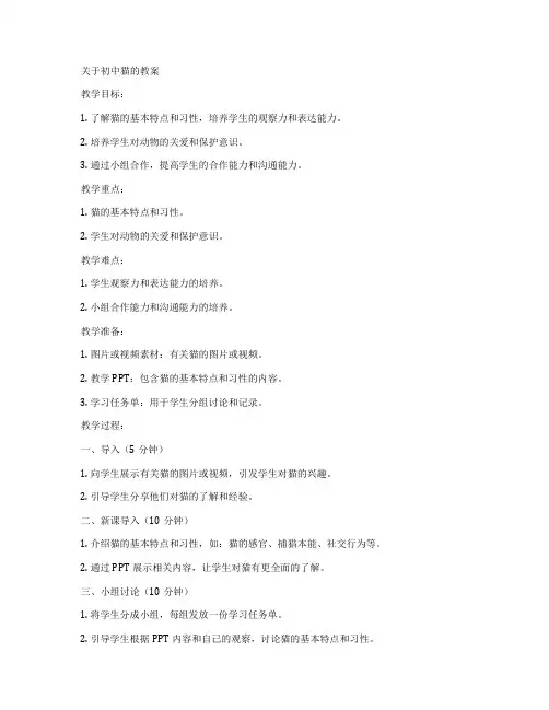 关于初中猫的教案