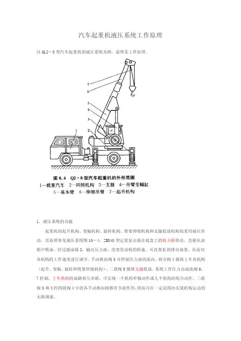 汽车起重机液压系统工作原理