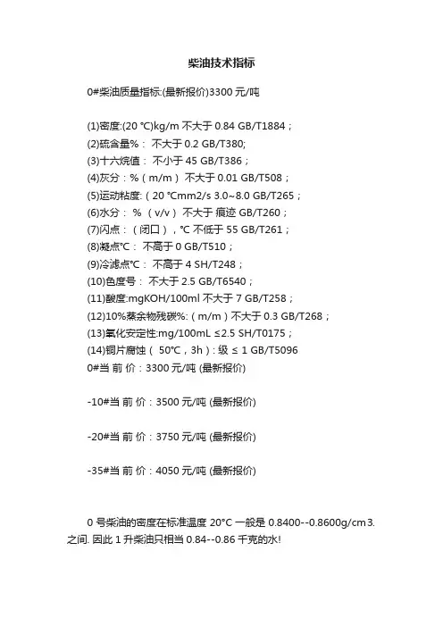 柴油技术指标