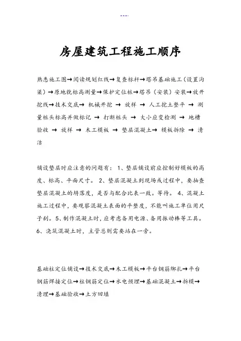 房建工程施工顺序大全