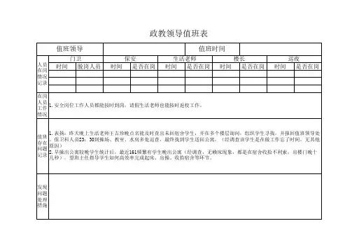 政教值班记录表