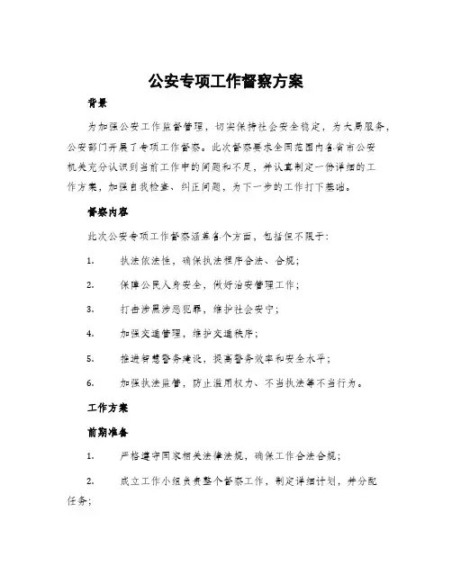 公安专项工作督察方案