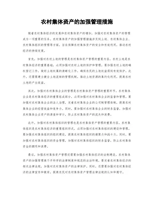 农村集体资产的加强管理措施