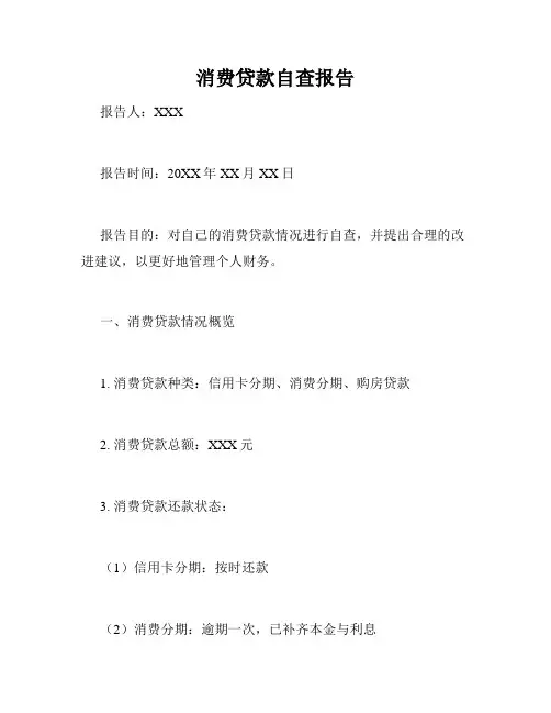 消费贷款自查报告