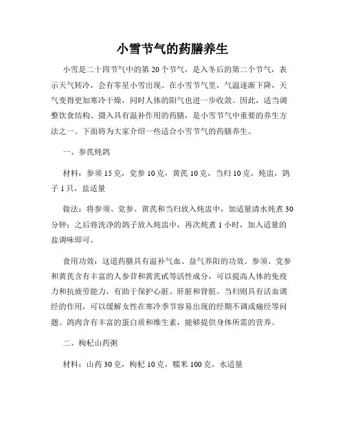 小雪节气的药膳养生