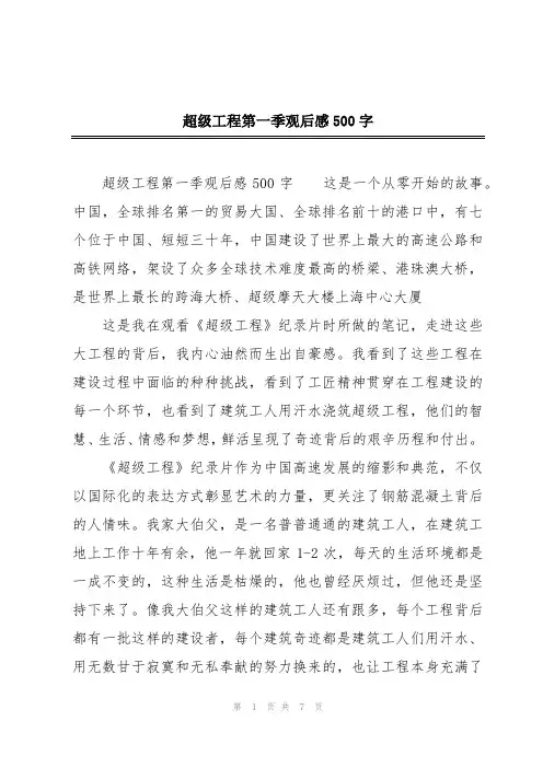 超级工程第一季观后感500字